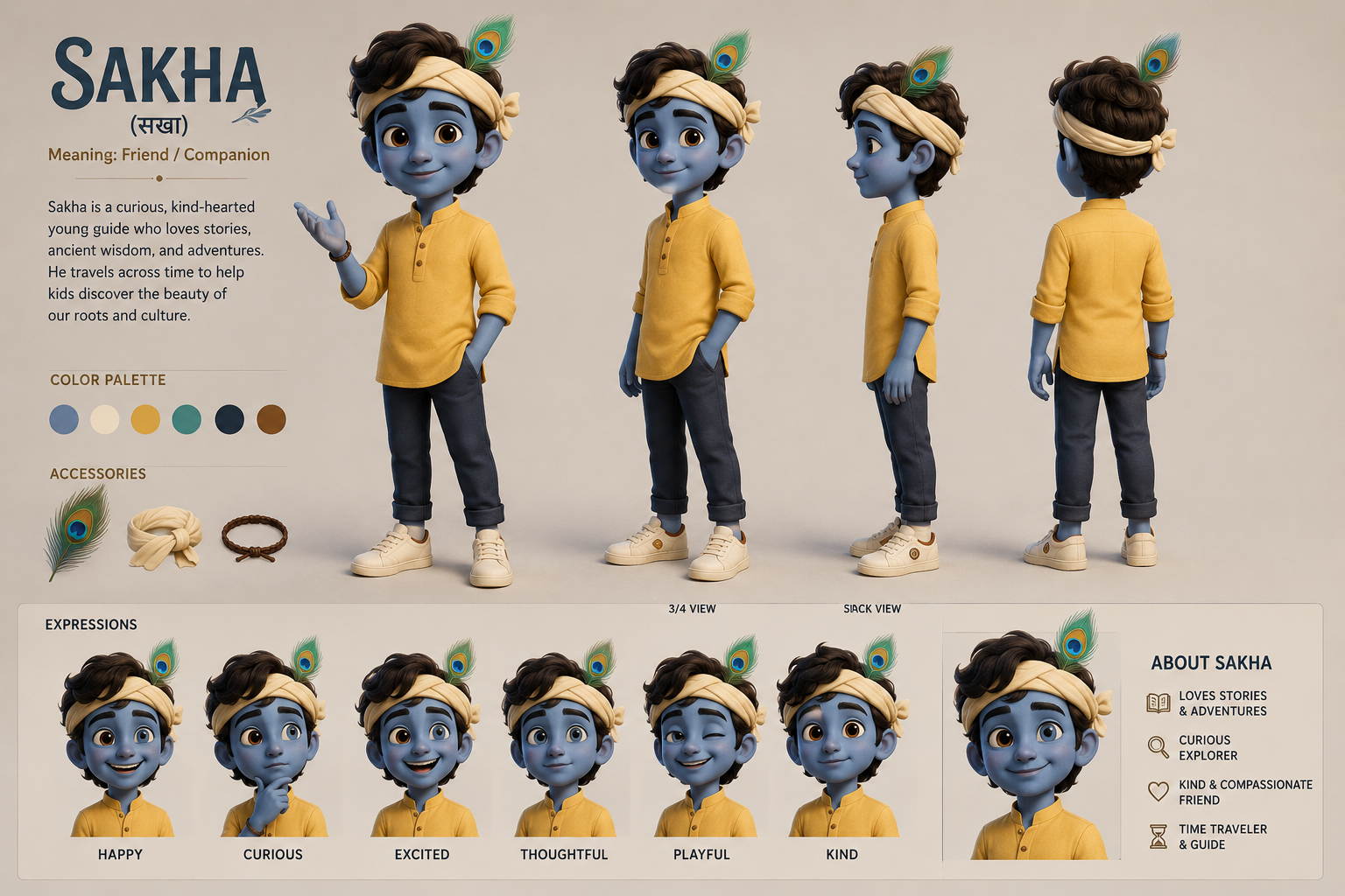 Sakha — character sheet with poses and expressions